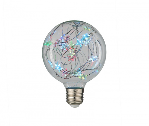 GENERAL лампа светодиодная прозрачный филамент шар новогодний 1Вт E27 RGB GLDEN-G95SW-STAR-1-230-E27-RGB
