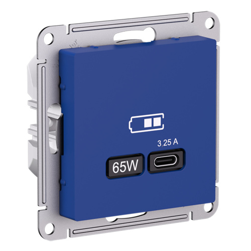Systeme (Schneider) Electric ATLASDESIGN USB РОЗЕТКА тип-C 65Вт высокоскор.заряд. QC,PD, механизм, АКВАМАРИН ATN001127