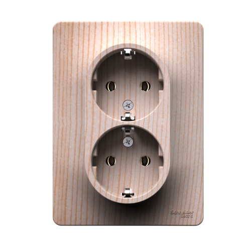 Systeme (Schneider) Electric GLOSSA РОЗЕТКА двойная с заземлением, 16А, в сборе, СОСНА