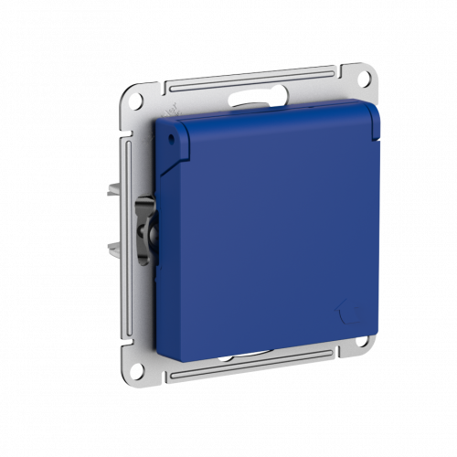 Systeme (Schneider) Electric ATLASDESIGN РОЗЕТКА с заземл. со шторк. с крышкой, 16А, IP20, механизм, АКВАМАРИН ATN001146