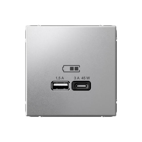 Systeme Electric ARTGALLERY USB РОЗЕТКА A + тип-C 45Вт высокоскор.заряд. QC, PD, механизм, АЛЮМИНИЙ