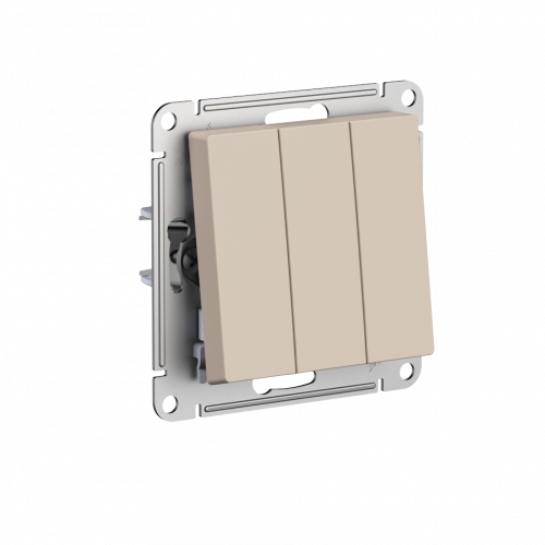Systeme (Schneider) Electric ATLASDESIGN 3-клавишный ВЫКЛЮЧАТЕЛЬ, сх.1+1+1, 10АХ, механизм, ПЕСОЧНЫЙ ATN001231