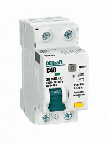 Systeme (Schneider) Electric Диф.автомат DEKraft 1Р+N 40А 30мА тип AC х-ка C АВДТ-103 4.5кА