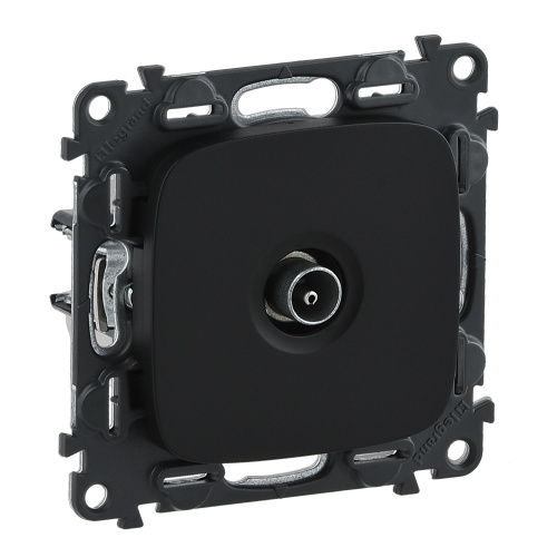 Legrand Valena ALLURE. Розетка ТВ c топологией "звезда" 0-2400мГц, с лицевой панелью. Антрацит