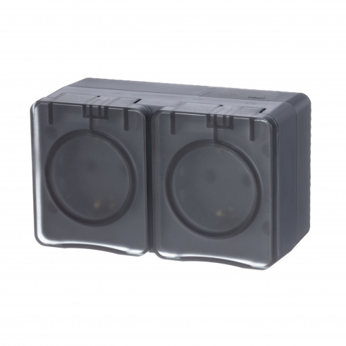 Systeme (Schneider) Electric AtlasDesign Profi54 O/У двойная РОЗЕТКА с заземлением со шторками 16А 250B, АНТРАЦИТ, Россия