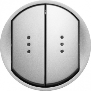 Legrand Celiane, лицевая панель выключателя двойного с индикацией, титан (068304)