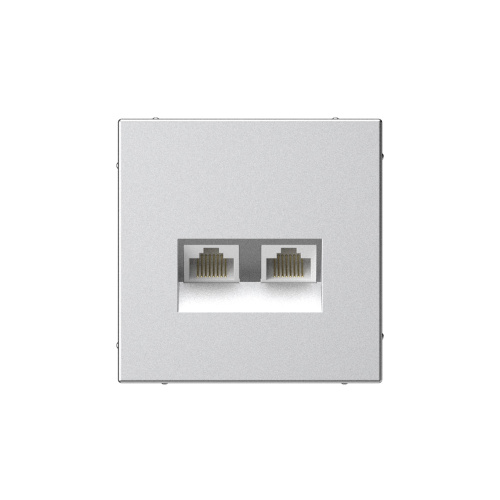 Systeme Electric ARTGALLERY РОЗЕТКА двойная компьютерная RJ45+RJ45, кат. 5е, механизм, АЛЮМИНИЙ