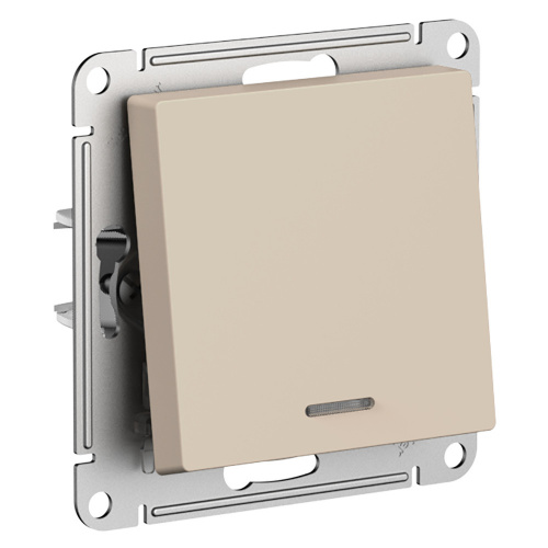 Systeme (Schneider) Electric ATLASDESIGN 1-клавишный ВЫКЛЮЧАТЕЛЬ с подсветкой, сх.1а, 10АХ, мех., ПЕСОЧНЫЙ ATN001213
