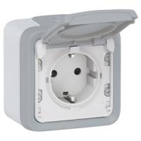 Legrand Plexo Розетка 2К+3 - немецкий стандарт - с винтовыми зажимами серый - 16 A - 250 В