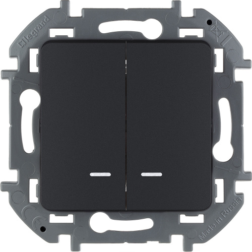 LEGRAND INSPIRIA выключатель двухклавишный с подсветкой/индикацией антрацит (673633)