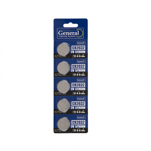 GENERAL батарейка кнопочная CR2032 литиевая GBAT-CR2032