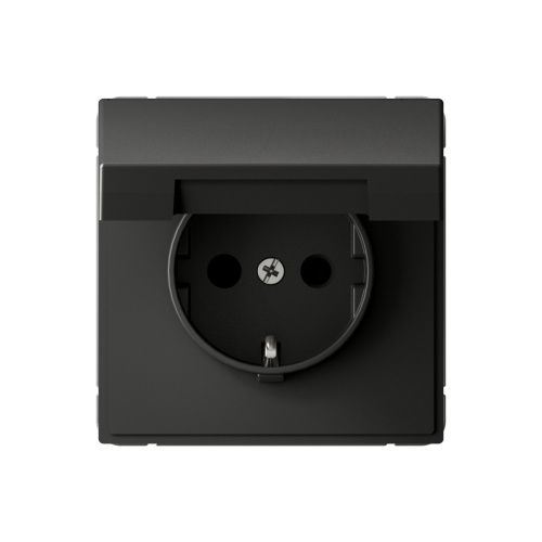 Systeme Electric ARTGALLERY РОЗЕТКА с заземл. со шторк. с крышкой, 16А, IP20, механизм, БАЗАЛЬТ