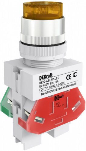 Schneider electric DEKraft Выкл. кноп. ABLFP D22 ЖЕЛТЫЙ LED 220В ВK-22