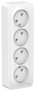Schneider electric BLANCA РОЗЕТКА 4-ая б/з без шторок ИЗОЛ.ПЛ., 16А, 250В, БЕЛЫЙ