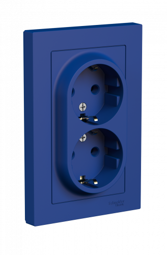 Systeme (Schneider) Electric ATLASDESIGN РОЗЕТКА двойная с заземлением, 16А, в сборе, АКВАМАРИН ATN001124