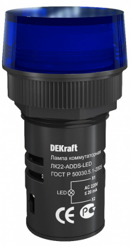 Schneider electric DEKraft Лампа комм. ADDS D22 СИНИЙ LED 220В ЛK-22