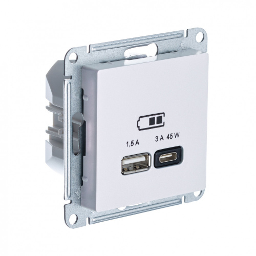 Systeme (Schneider) Electric ATLASDESIGN USB РОЗЕТКА A + тип-C 45Вт высокоскор.заряд. QC,PD, механизм, ЖЕМЧУГ