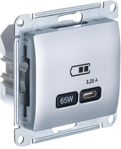 Systeme Electric GLOSSA USB РОЗЕТКА тип-C 65W высокоскоростная зарядка QC, PD, механизм, АЛЮМИНИЙ GSL000327