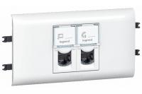Legrand Розетка 2 x RJ 45 - Программа Mosaic - с рамкой и суппортом для DLP с крышкой 65 мм - категория 6 UTP - белый