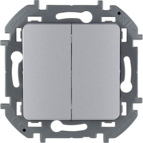 LEGRAND INSPIRIA выключатель двухклавишный алюминий (673622)