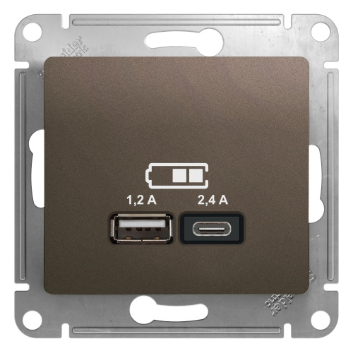 Systeme (Schneider) Electric GLOSSA USB РОЗЕТКА A+С, 5В/2,4А, 2х5В/1,2 А, механизм, ШОКОЛАД (GSL000839)