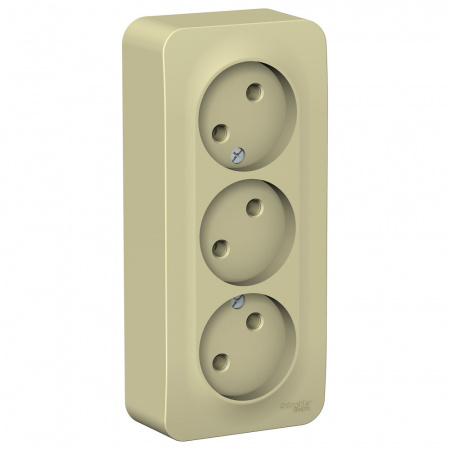 Systeme (Schneider) Electric BLANCA О/У РОЗЕТКА 3-ая без заземления без шт. ИЗОЛ.ПЛ., 16А, 250В, БЕЖЕВЫЙ