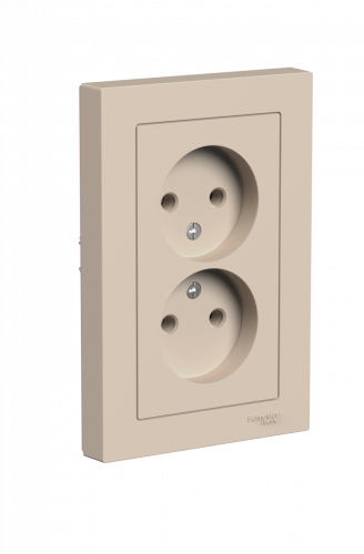 Systeme (Schneider) Electric ATLASDESIGN РОЗЕТКА двойная без заземления,16А, в сборе, ПЕСОЧНЫЙ ATN001220