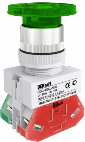 Schneider electric DEKraft Выкл. кноп. грибок с фикс. AEAL D22 ЗЕЛЕНЫЙ ВК-22