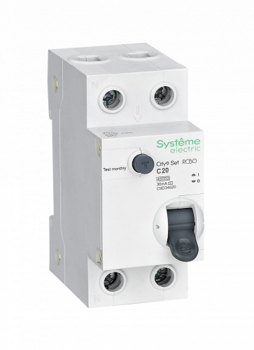 Systeme Electric (ранее Schneider Electric) City9 Set Авт. выкл. диф. тока (АВДТ) 1P+N С 20А 4.5kA 30мА Тип-AС 230В