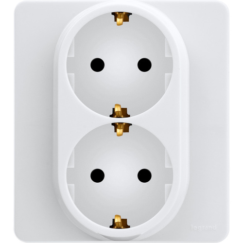 LEGRAND INSPIRIA розетка двойная с заземлением (немецкий стандарт) белый (673750)