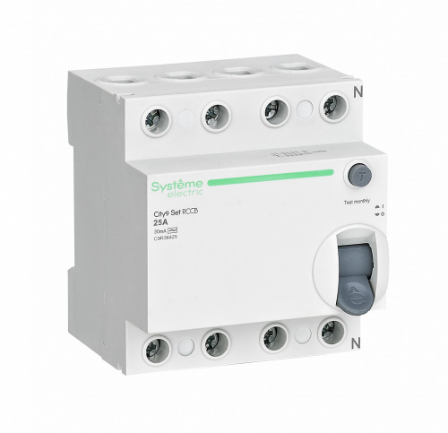 Systeme Electric (ранее Schneider Electric) City9 Set Выключатель дифференциального тока (ВДТ) 25А 4P 30мА Тип-AC 400В
