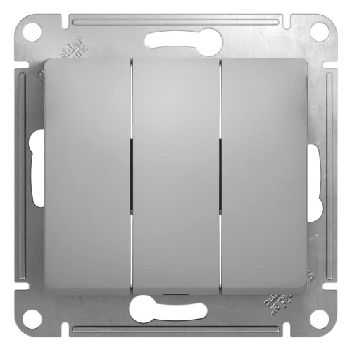 Systeme (Schneider) Electric GLOSSA 3-клавишный ВЫКЛЮЧАТЕЛЬ, сх.3, АЛЮМИНИЙ
