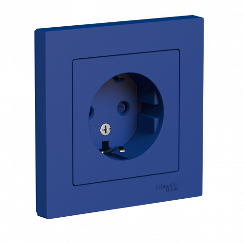 Systeme (Schneider) Electric ATLASDESIGN РОЗЕТКА с заземлением со шторками, 16А, в сборе, АКВАМАРИН ATN001144