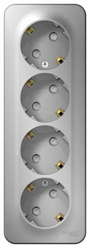 Schneider electric BLANCA РОЗЕТКА 4-я с/з со шторк. ИЗОЛ.ПЛ.,16А, 250В, АЛЮМИНИЙ