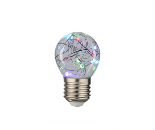 GENERAL лампа светодиодная прозрачный филамент шар новогодний 1Вт Е27 RGB GLDEN-G45SW-1-230-E27-RGB