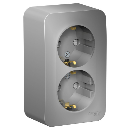 Schneider electric BLANCA РОЗЕТКА двойная с/з со шторк. ИЗОЛ.ПЛ.,16А,250В,АЛЮМИНИЙ