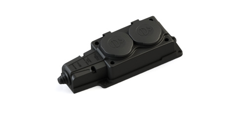 Systeme Electric MultiSet Колодка 2х розетка 2К+З каучуковая 16А/250В IP44 Чёрная