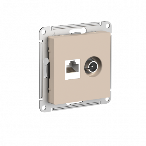 Systeme (Schneider) Electric ATLASDESIGN РОЗЕТКА двойная ТВ + компьютерная RJ45, кат. 5Е, ПЕСОЧНЫЙ ATN001289