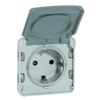 Legrand Plexo Розетка 2К+З - безвинт. зажимы - немецкий стандарт серый - 16 A - 250 В
