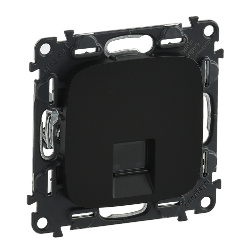 Legrand Valena ALLURE. Информационная розетка одиночная RJ45, Кат.5е UTP, с лицевой панелью. Антрацит