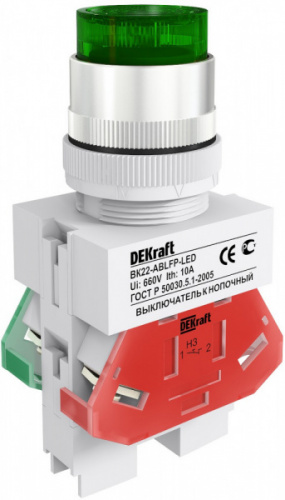 Schneider electric DEKraft Выкл. кноп. ABLFP D22 ЗЕЛЕНЫЙ LED 220В ВK-22