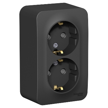 Schneider electric BLANCA РОЗЕТКА двойная с/з со шторк. ИЗОЛ.ПЛ.,16А,250В,АНТРАЦИТ