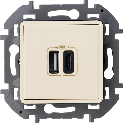 LEGRAND INSPIRIA зарядное устройство с двумя USB-разьемами A-C 240В/5В 3000мА слоновая кость (673761)