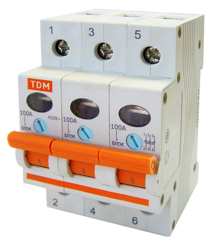 Выключатель нагрузки (мини-рубильник) ВН-32 3P 80A TDM