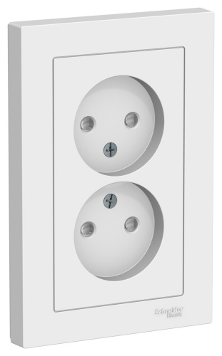 Systeme (Schneider) Electric ATLASDESIGN РОЗЕТКА двойная без заземления со шторками,16А, в сборе, ЛОТОС