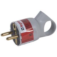 Вилка с/з 16А серая круглая с кольцом Legrand