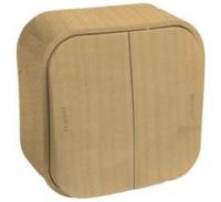 Переключатель двухклавишный на два направления Legrand Quteo Дерево