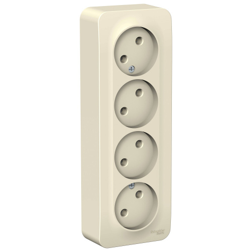Schneider electric BLANCA РОЗЕТКА 4-ая б/з без шторок ИЗОЛ.ПЛ., 16А, 250В, МОЛОЧНЫЙ