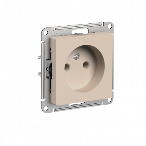 Systeme (Schneider) Electric ATLASDESIGN РОЗЕТКА без заземления без шторок, 16А, механизм, ПЕСОЧНЫЙ ATN001241