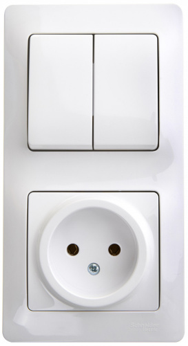 Systeme (Schneider) Electric GLOSSA БЛОК: розетка+ 2-кл. выкл,белый